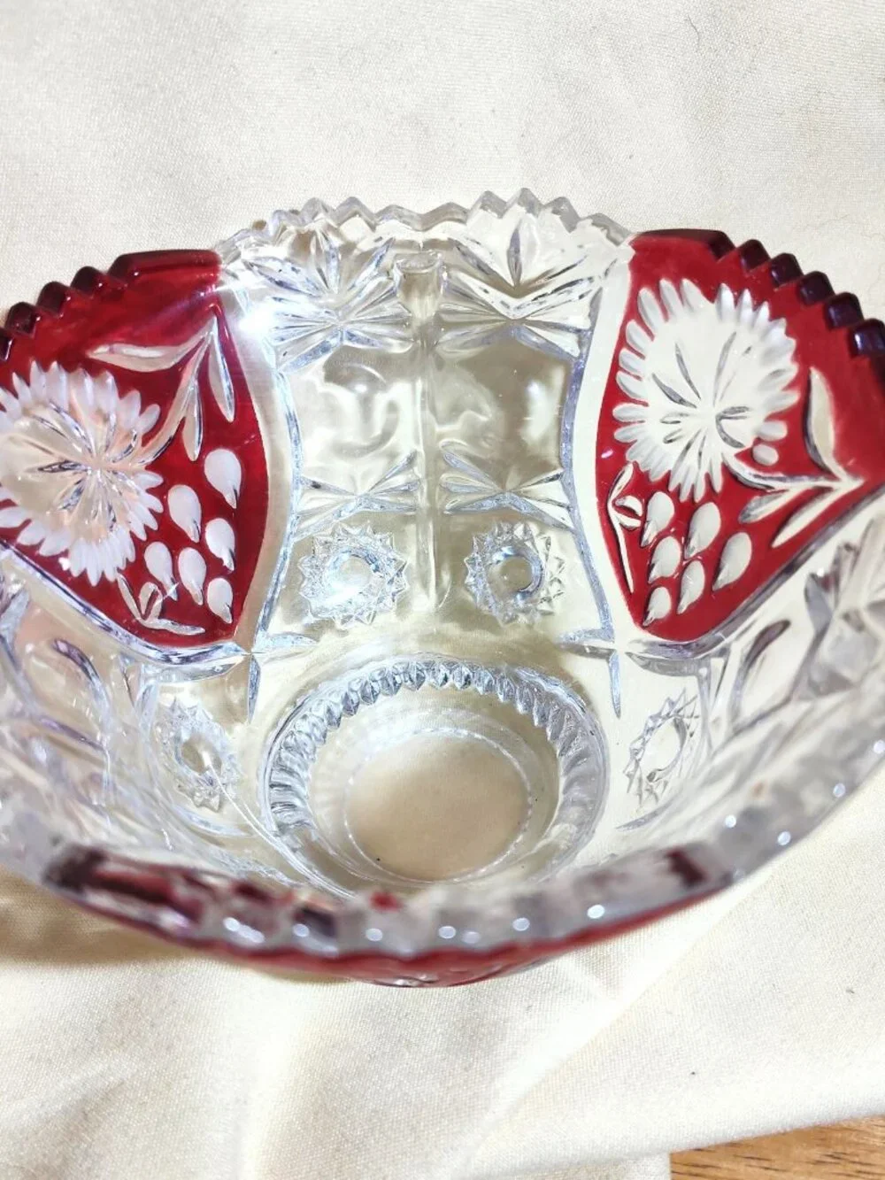 1950s Lead Crystal Ruby Flash Bowl – Anna Hütte Asti Bleikristall SHIPS FREE